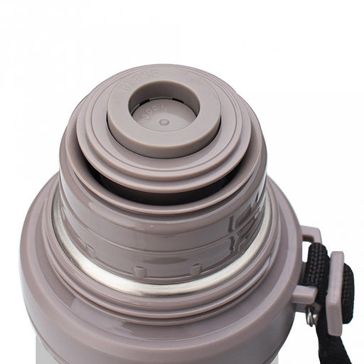 Термос из нержавеющей стали с узкой горловиной 1л "Experience" д9,5см, h28,5см, горло д5,1см, полировка матовая, винтовая пробка, кнопочный переключатель, завинчивающаяся крышка-кружка, ручка, ремень, "TalleR" (Китай)