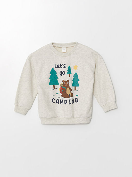 Bisiklet Yaka Uzun Kollu Bask?l? Erkek Bebek Sweatshirt ve E?ofman Alt? 2li Tak?m - Waikiki фото 2