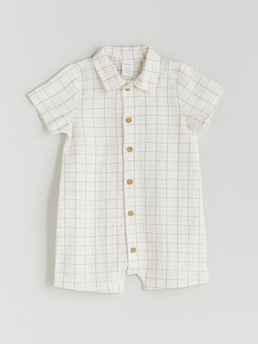 G?mlek Yaka ?izgili Erkek Bebek Tulum