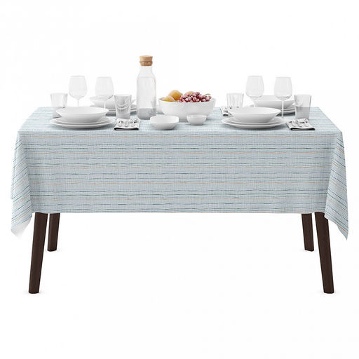 Скатерть 180х145см "Рональдо" голубой, длина стола до 140см, на 6 персон, рогожка, хлопок 171г/м2, упаковка классическая 28х41см, "Домашняя мода" (Россия)
