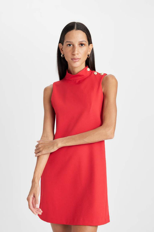 Мини-платье без рукавов с полуводолазкой - Defacto фото 3