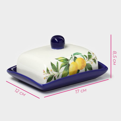 Маслёнка Доляна «Лимон», 17×12×8,5 см, доломит, белая