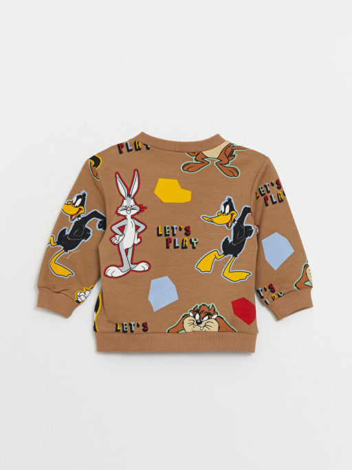 Bisiklet Yaka Looney Tunes Bask?l? Erkek Bebek Sweatshirt ve E?ofman Alt? 2li Tak?m - Waikiki фото 3