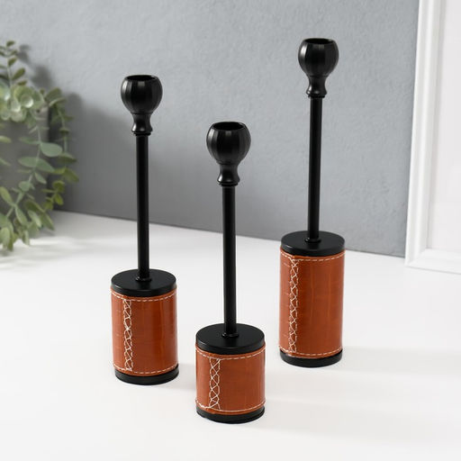 Металлический подсвечник на 1 свечу «Надёжность», d=2.2 см, набор 3 шт., h=27 см, 24.5 см, 23 см