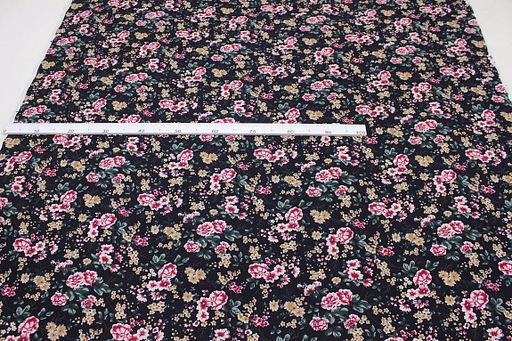 Штапель Цветочный фокстрот цв.чернильно-черный, ш.1.44м, вискоза-100%, 90гр/м.кв - Купава фото 3