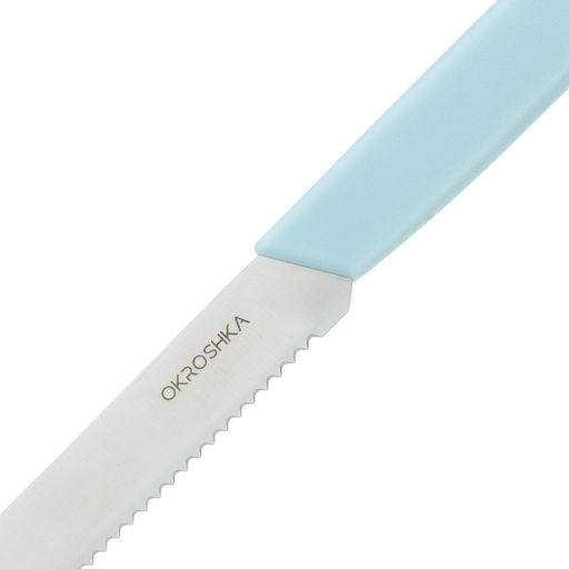 Нож cтоловый OKROSHKA САЛАТ, лезвие 11 см, с серрейторной заточкой, голубая ручка OK225P-BL-CTS