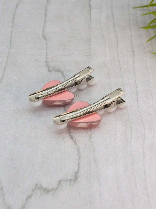 Набор заколкок для волос GIRLY 2 шт. "Pearl heart", pink