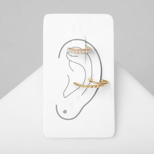 Серьги «Каффы» манжеты, набор 3 шт., белые в золоте