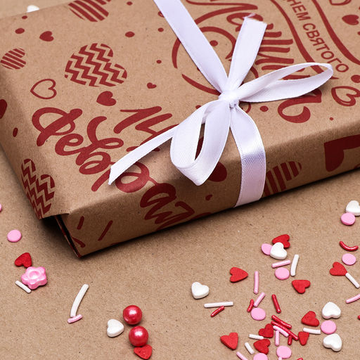 Цена за 10 шт. Бумага упаковочная, крафт бурый 14 февраля, 50?70 см