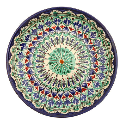 Ляган узбекский Риштанская керамика «Узоры», d=25 см, синий, МИКС