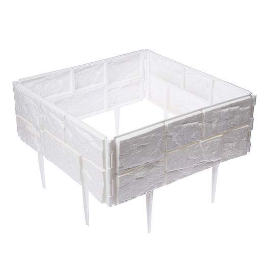 Ограждение декоративное, 24×177.5 см, 5 секций, пластик, белое, «Камень»