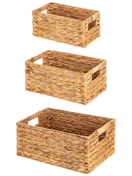 Набор 3 плетеных корзин 27*17*12,5 см, 31*21*14,5 см, 36*27*16,5 см, водный гиацинт