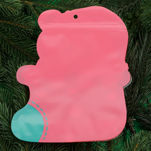 Цена за 50 шт. Пакет подарочный новогодний, фигурный «Мишка с колпаком», с zip - lock застежкой, 21×15.5 см