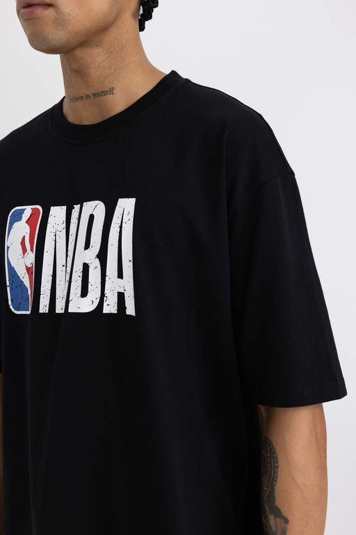 DeFactoFit Футболка Oversize с круглым вырезом и короткими рукавами NBA Wordmark фото 4