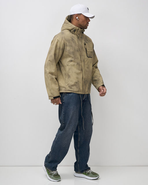 Куртка спортивная мужская весна осень бежевого цвета 25473B