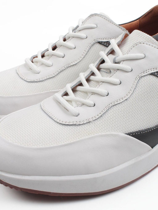 03-10-57 WHITE/DK. GREY Кроссовки мужские (натуральная кожа, текстиль)