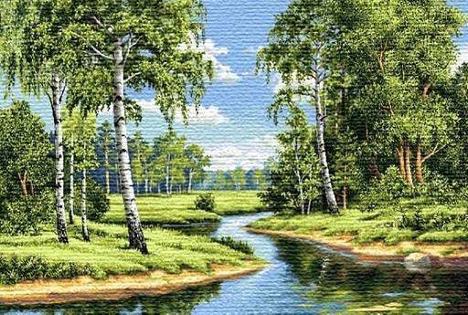 Березы у воды- гобеленовая картина 35х55 см - Гобеленглавснаб фото 2