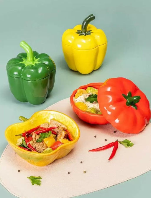 Блюдо для запекания Agness Il Raccolto Перец с крышкой 730 мл 14×13×17 см керамика  фото 7