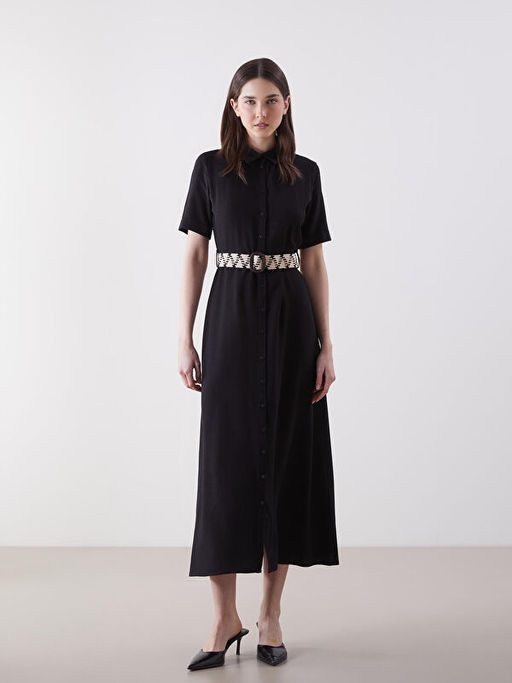 Keten Kar???ml? G?mlek Elbise