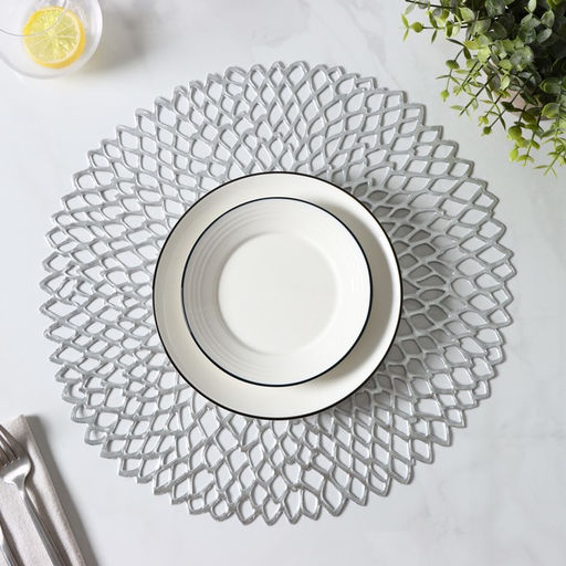 Набор салфеток сервировочных на стол Доляна Лея, d=38 см, 4 шт, цвет серебряный  фото 14