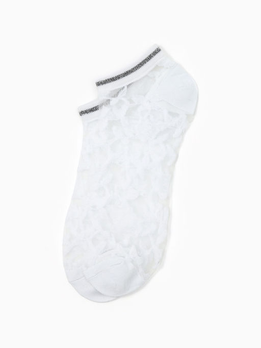 Цена за 2 шт. Носки стеклянные женские Цветочки, набор 2 пары, размер 35-37 (22-25 см), цвет белый, бежевый