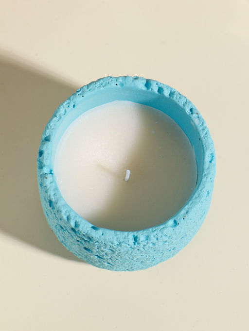 Свеча в вулканическом подсвечнике "Лава" голубая 8,5х8,5х7,5 см
