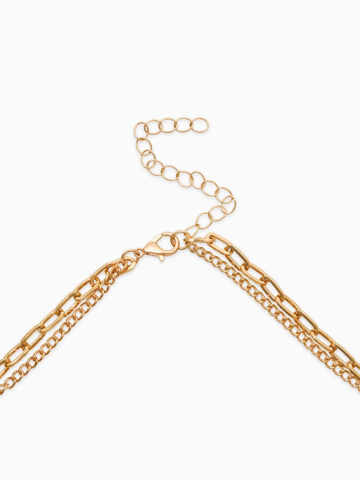 Колье "Жемчуг" борокко, цепь, удлиненное, 2 яруса, цвет белый в золоте