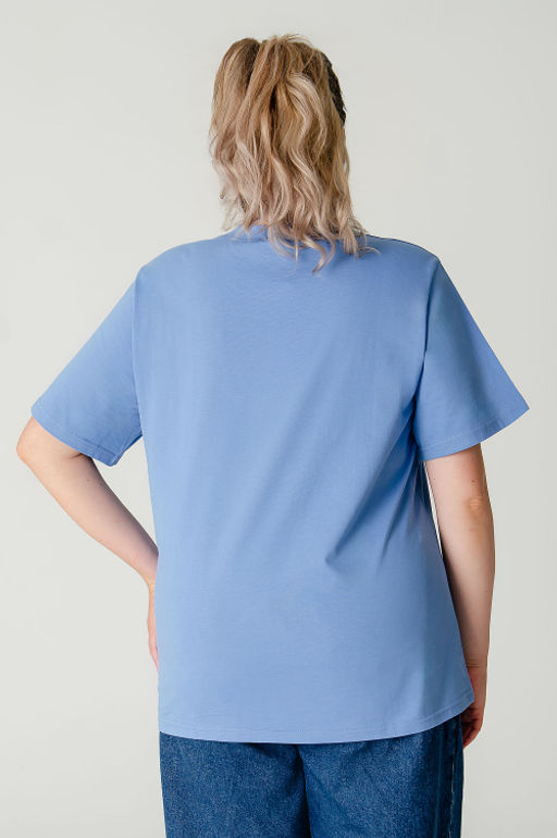 Арт. 31138 Футболка женская оверсайз 50-58 (5 шт) Цвет:Голубой - Калинка фото 19