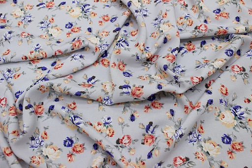 Штапель Премиум Винтажные букетики из роз на св.серо-фиолетовой дымке, 1.45м, вискоза-100% - Купава фото 14