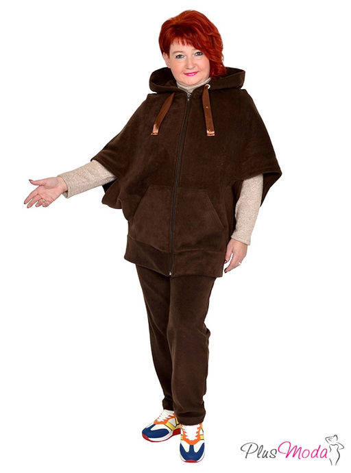 Толстовка-пончо Модель №1443 размеры 44-84 - Plusmoda фото 10