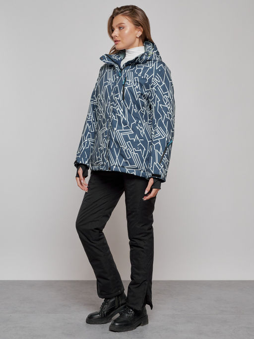 Горнолыжная куртка женская зимняя большого размера темно-серого цвета 2270-1TC - Chunmai фото 17