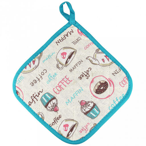 Кухонный комплект "Вкусняшки": прихватка-варежка 15х30см + прихватка 20х20см, рогожка 171г/м2, хлопок 100%, наполнитель - ватин 280г/м2, на пластмассовом подвесе, "Домашняя мода" (Россия)