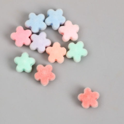 Цена за 10 шт. Бусина для творчества бархатное напыление Цветочек. Нежные оттенки, 0.7?1.2?1.2 см