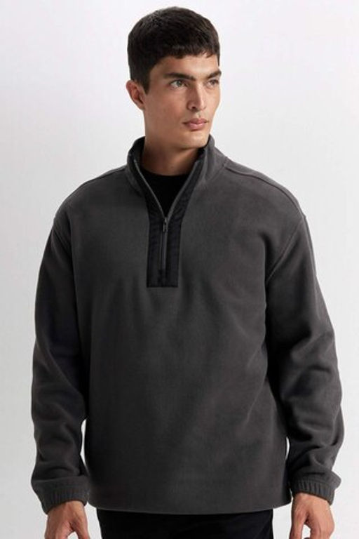 Relax Fit Dik Yaka Fermuarl? Polar Sweatshirt - Defacto фото 2