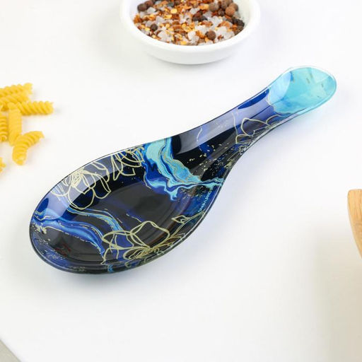 Подставка под ложку стеклянная «Мрамор», 21.4×7.5 см