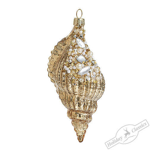 Ракушка Турителла золотая винтаж (стекло) 5х5х12 см