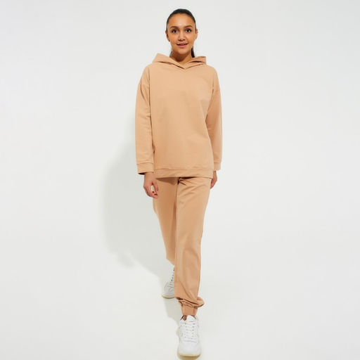 Костюм женский (худи, брюки) MINAKU: Casual Collection, размер 42, бежевый