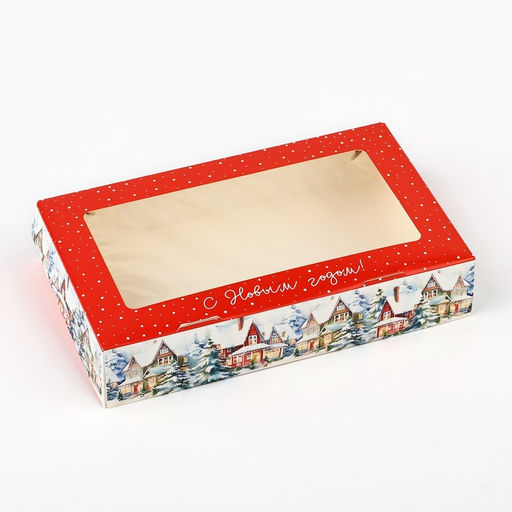 Цена за 5 шт. Коробка складная новогодняя «Снежный городок», 20×12×4 см