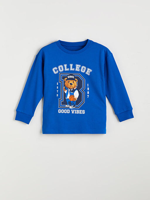 Bisiklet Yaka Ay? Teddy Bask?l? Erkek ?ocuk Pijama Tak?m?