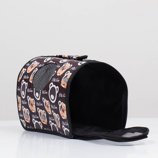 Сумка-переноска каркасная Бурые медведи, размер S, 37,5 х 17 х 22 см, коричневая - Пижон фото 4