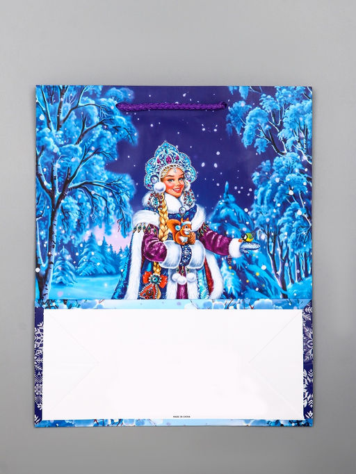 Цена за 2 шт. Пакет подарочный новогодний ламинированный, «Снегурочка», 26×12×32 см