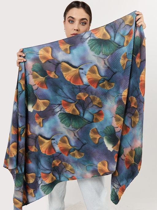 Большой, мягкий, тонкий и очень нежный двусторонний палантин с рисунком. - Tantino фото 3