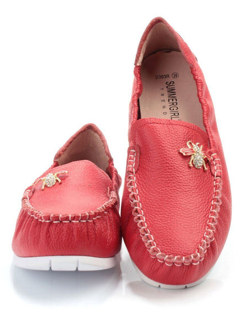 07-D303R RED Мокасины женские (натуральная кожа) - No name фото 13