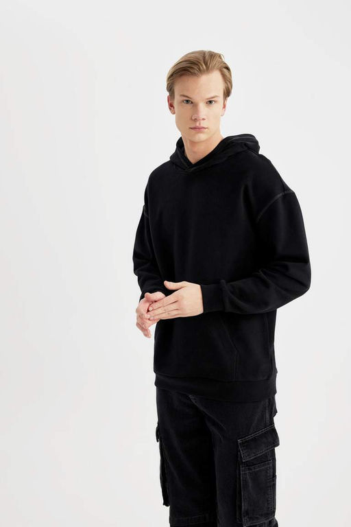 Базовая толстовка Comfort Fit с капюшоном - Defacto фото 7