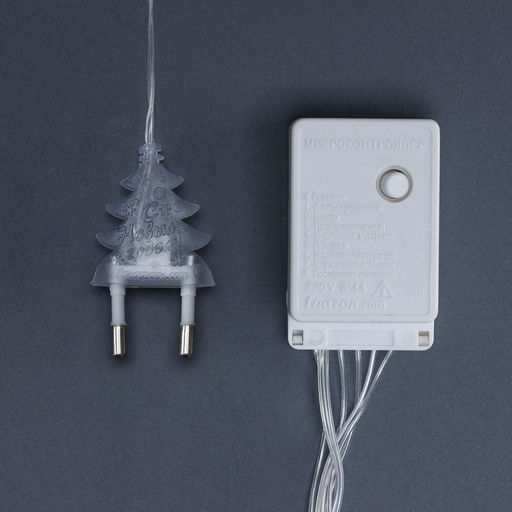 Гирлянда Нить 10 м с насадками Игла, IP20, прозрачная нить, 100 LED, свечение мульти, 8 режимов, 220 В - Luazon lighting фото 7