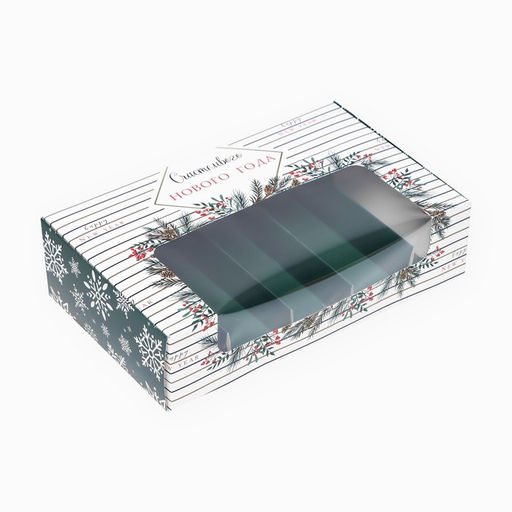 Кондитерская упаковка под 5 эклеров «Счастливого Нового года», 25.2×15×6.6 см
