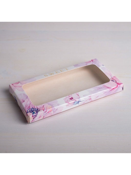 Цена за 5 шт. Коробка для шоколада, кондитерская упаковка с окном, Sweet, 17.3×8.8×1.5 см