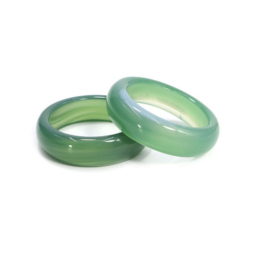 Кольцо из камня гладкое Изумрудный агат для счастья и благополучия размер 16-19мм