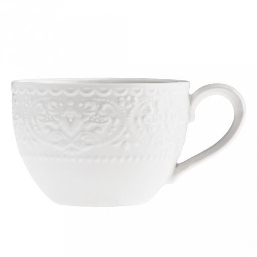 Русь Чашка фарфоровая 210мл, д8,6см h6см, глянцевая глазурь, белый, рельефный декор (Китай) - Домашняя мода фото 2