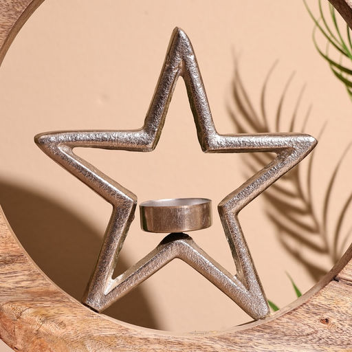 Подсвечник в деревянном кольце «Звезда», 30×8×33 см